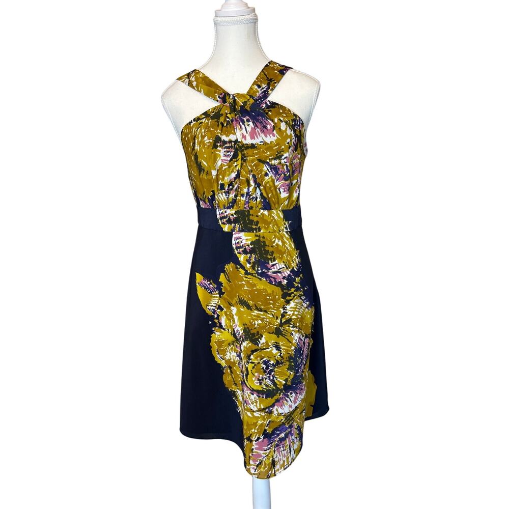 The Limited | Purple/ Chartreuse Bateau Neckline Sheath Dress | 6